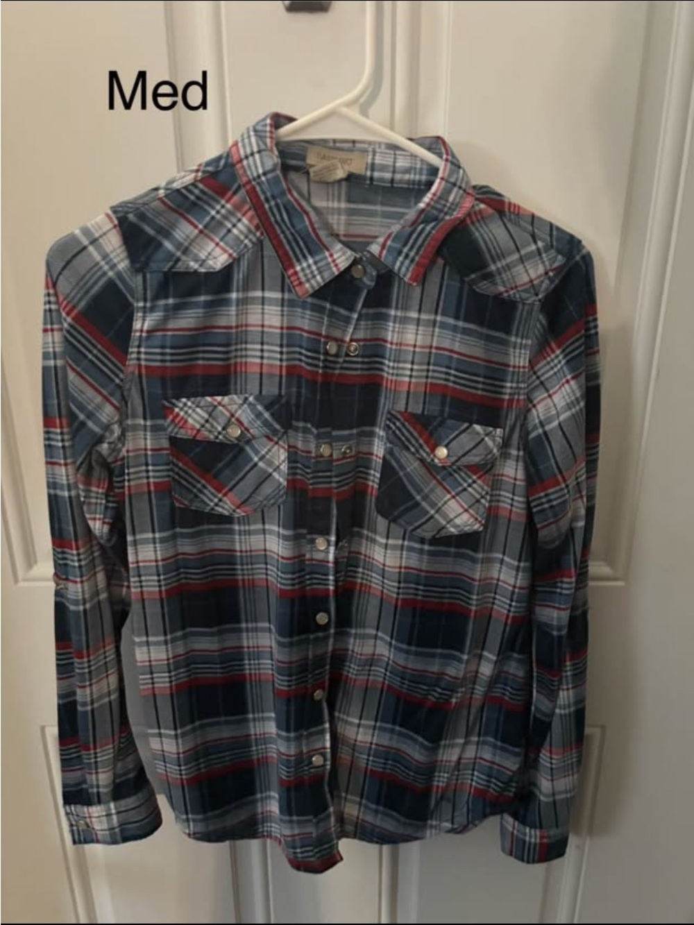 Men's Plaid Button-Up Shirt in Navy and Red